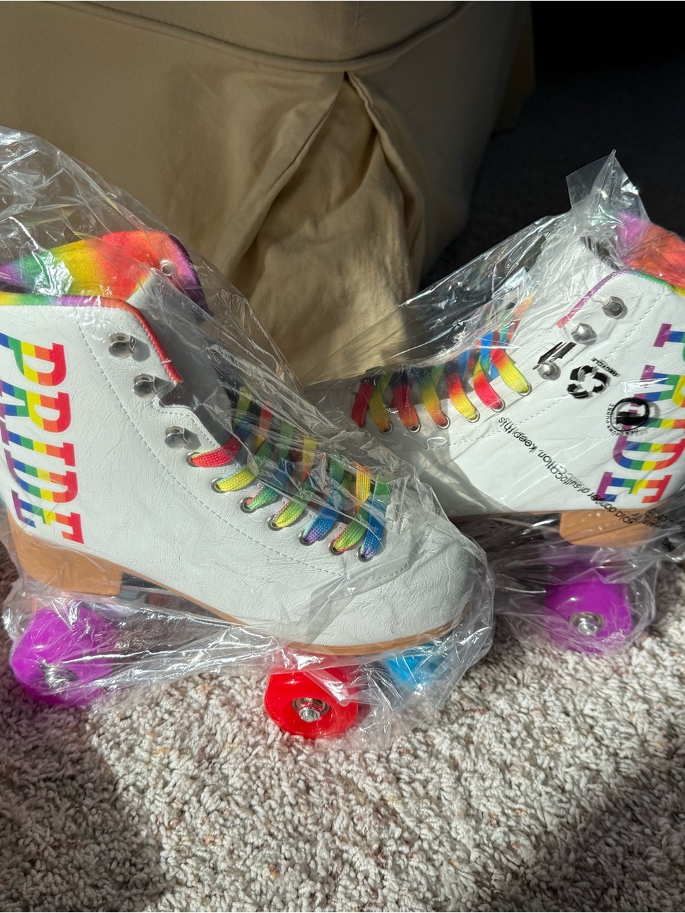 White Rainbow Pride Retro Quad Roller Skates